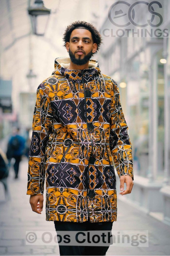 alt="Ankara jacket with hood"